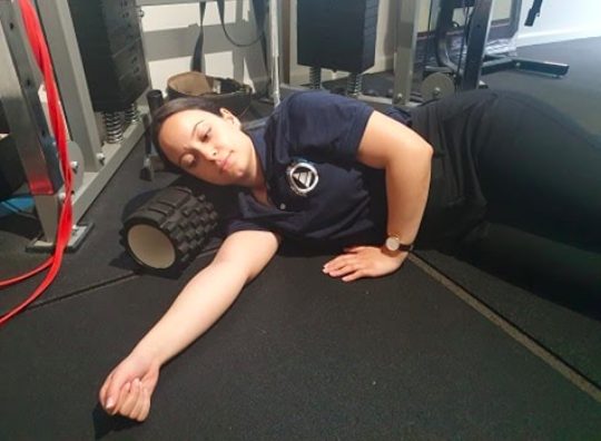 Sleeper stretch shoulder step 2