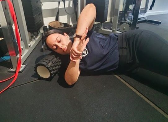 Sleeper stretch shoulder step 4