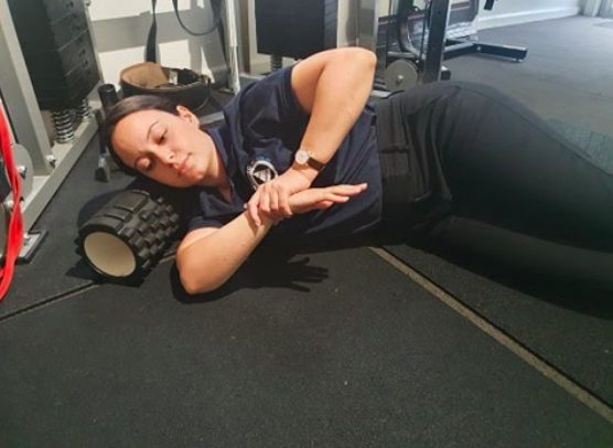 Sleeper stretch shoulder step 5